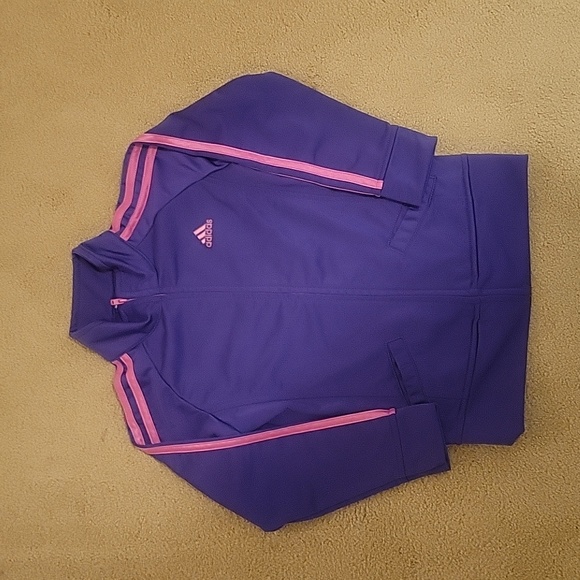 adidas Other - Kids purple adidas jacket with pink stripes.